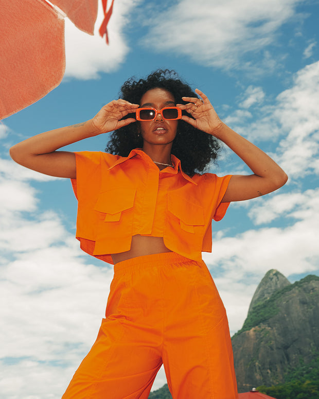 Crop Πουκάμισο με Μακριές Τσέπες