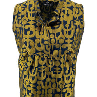 Sleeveless Blouse with Geometric Patterns