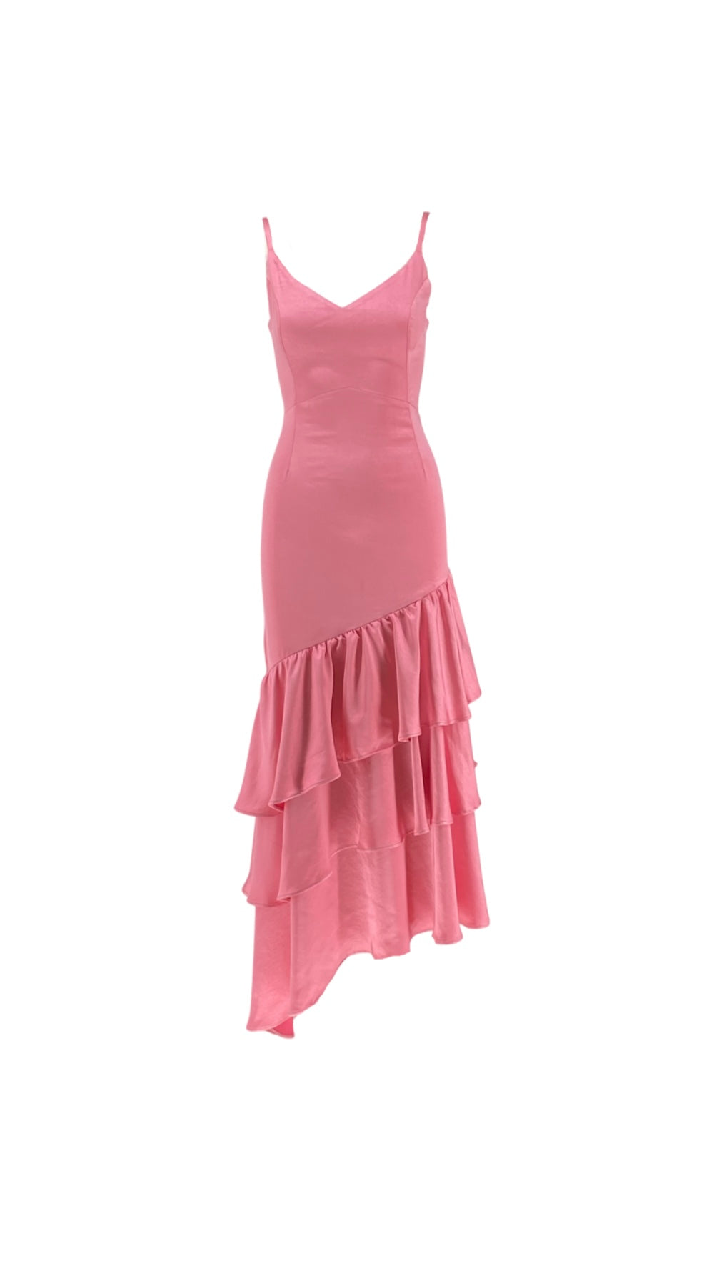 Long Dress with Ruffles and Thin Straps