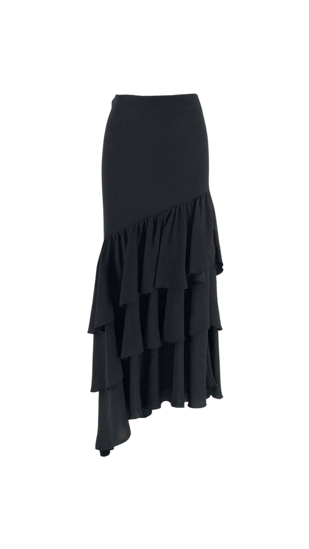 High-Waisted Long Skirt with Ruffles