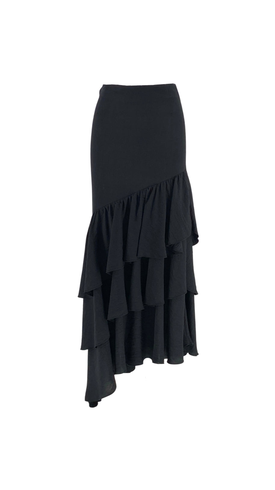 High-Waisted Long Skirt with Ruffles