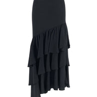 High-Waisted Long Skirt with Ruffles