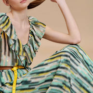 Patterned Blouse with Ruffles