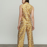 Sleeveless Blouse with Geometric Patterns