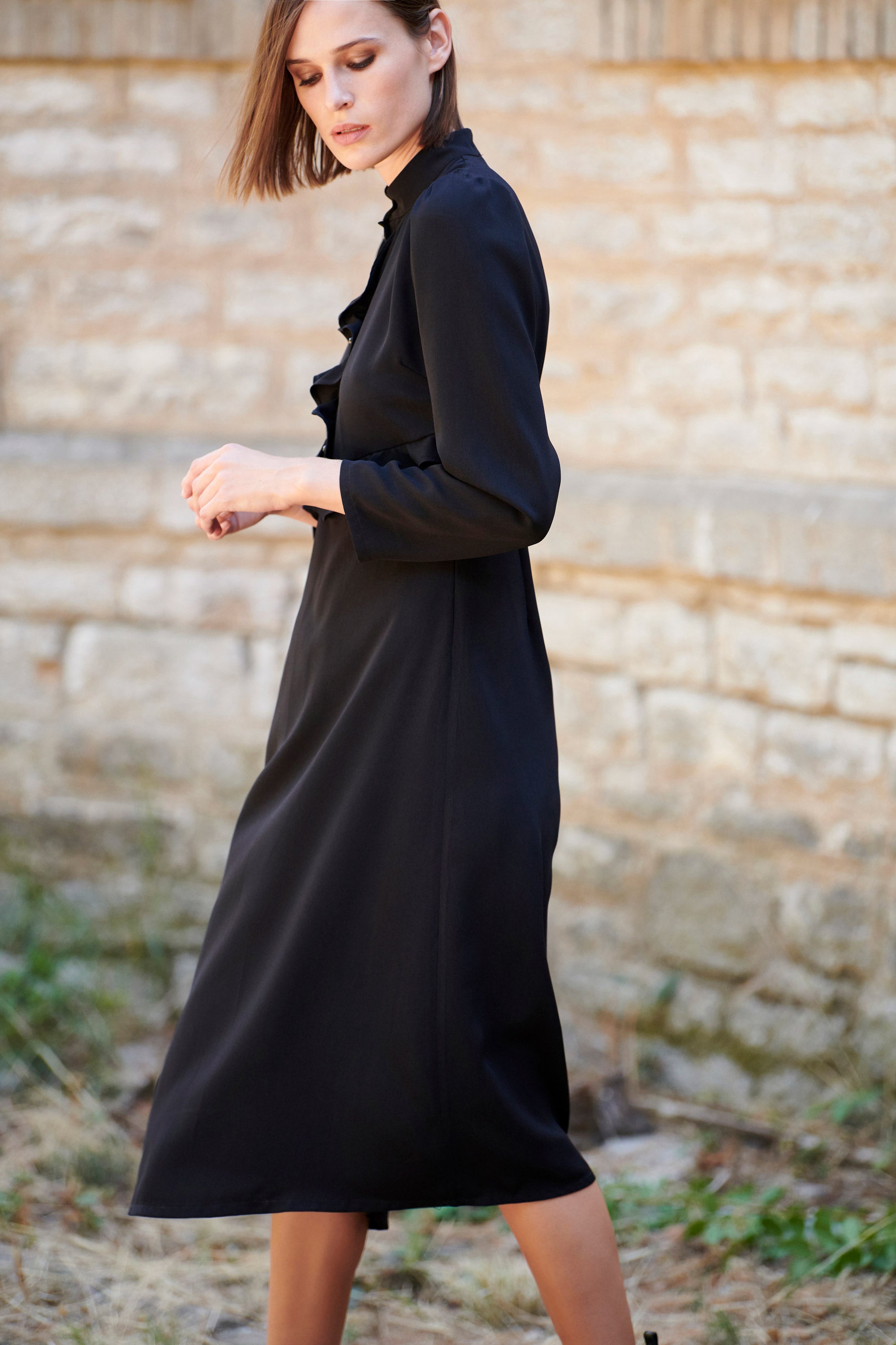 Dress with Ruffles on the Chest