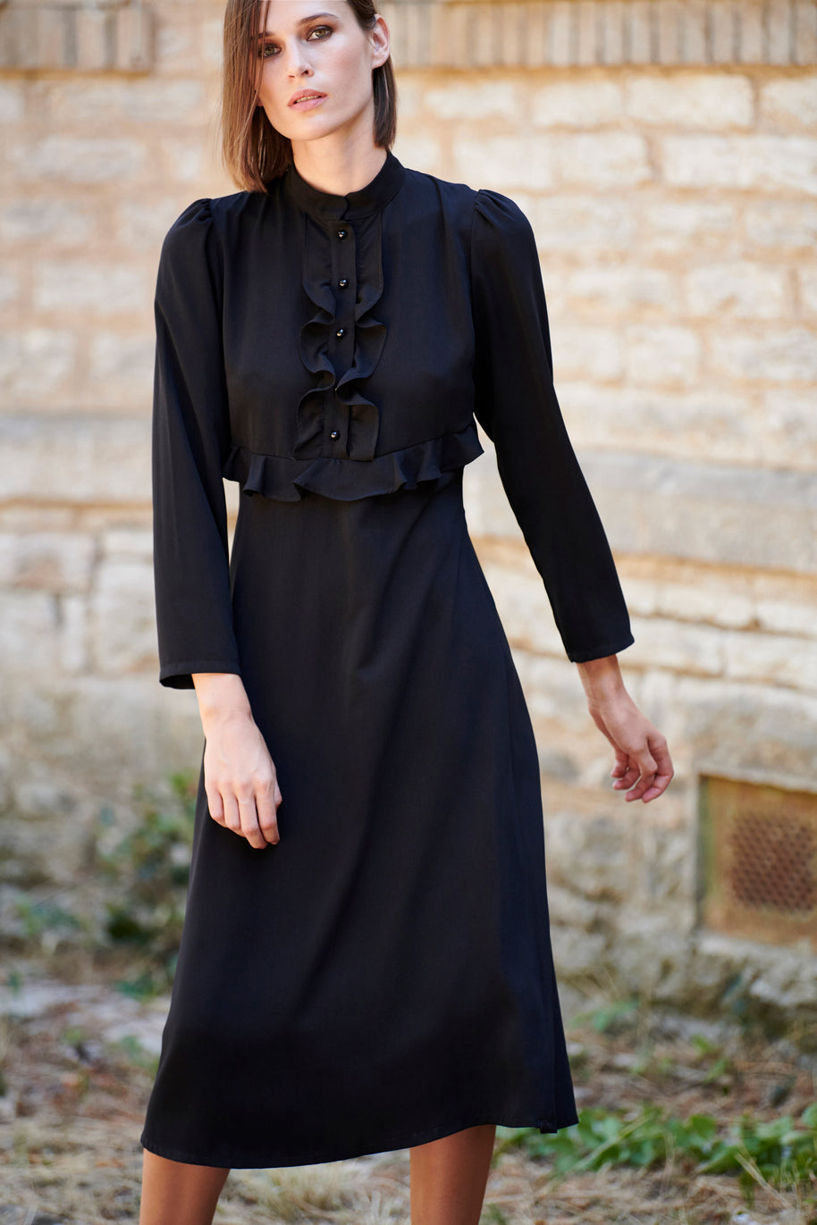 Dress with Ruffles on the Chest