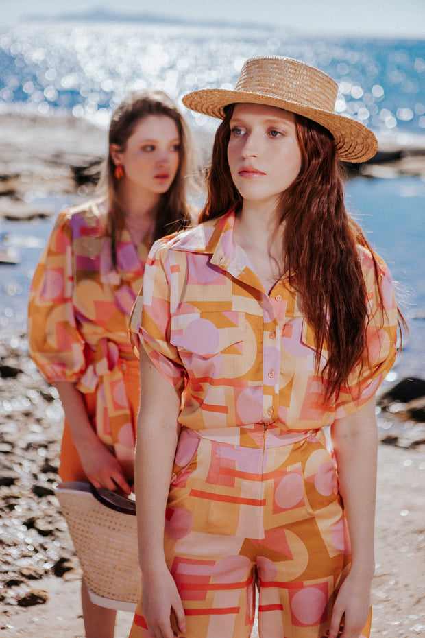 Εμπριμέ Σατέν Πουκάμισο