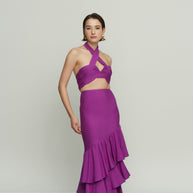 High-Waisted Long Skirt with Ruffles