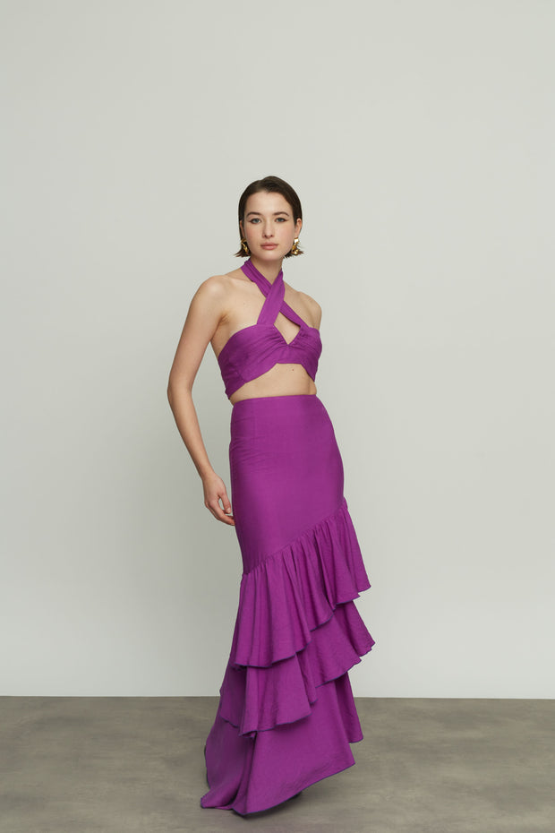Ψηλόμεση Μακριά Φούστα με Βολάν