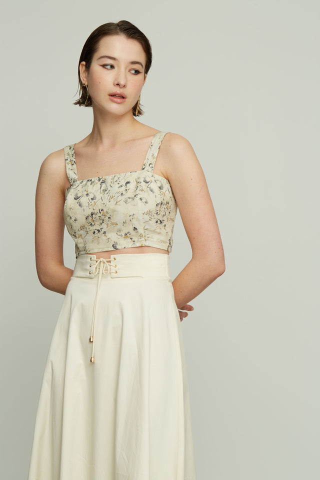 Crop Top με Λουλούδια