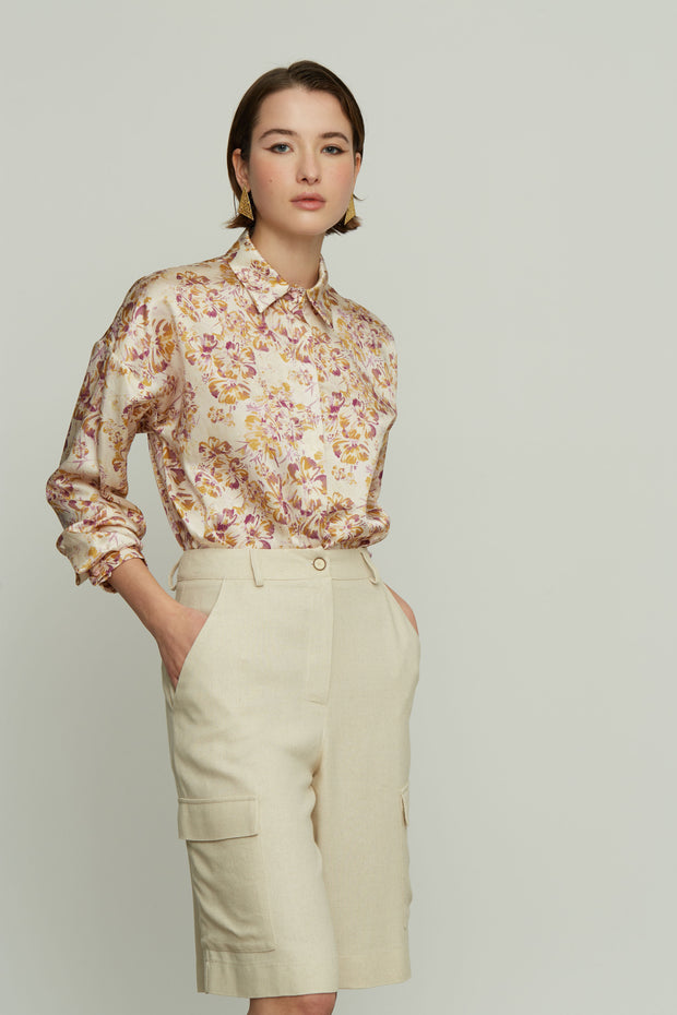 Φλοράλ Μεταξωτό Πουκάμισο