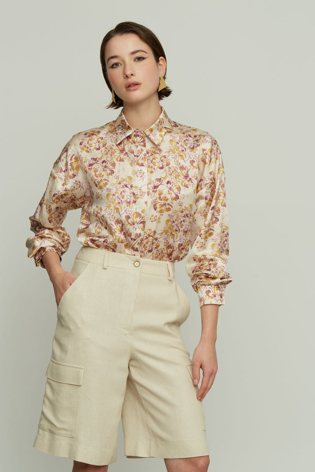 Φλοράλ Μεταξωτό Πουκάμισο