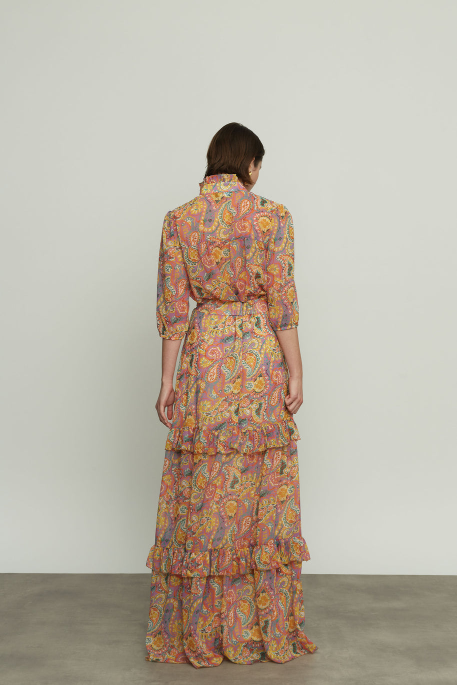 Patterned Long Skirt with Ruffles