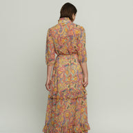 Patterned Long Skirt with Ruffles