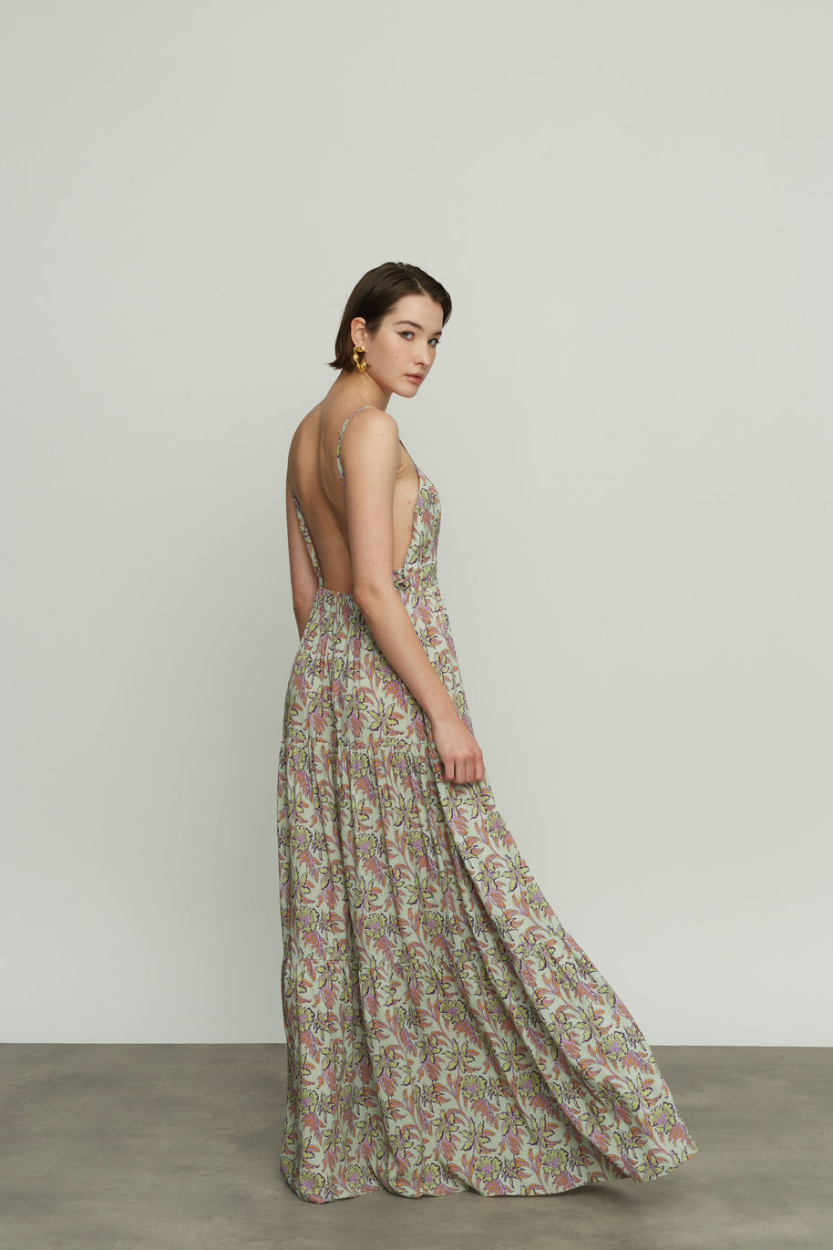Long Backless Dress with Sash