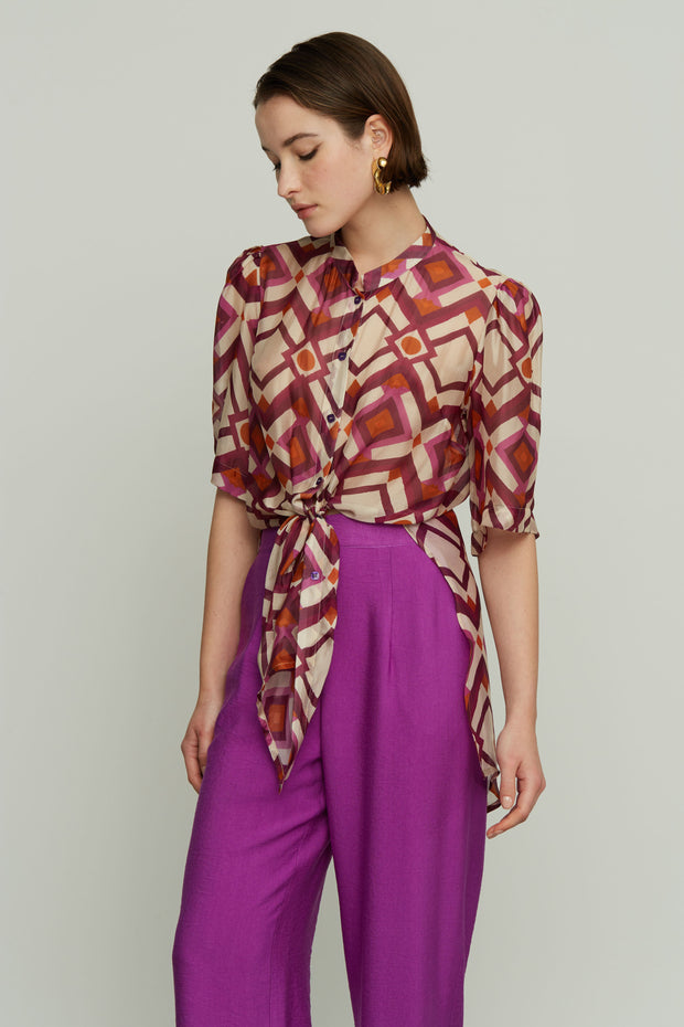 Μεταξωτό Εμπριμέ Πουκάμισο