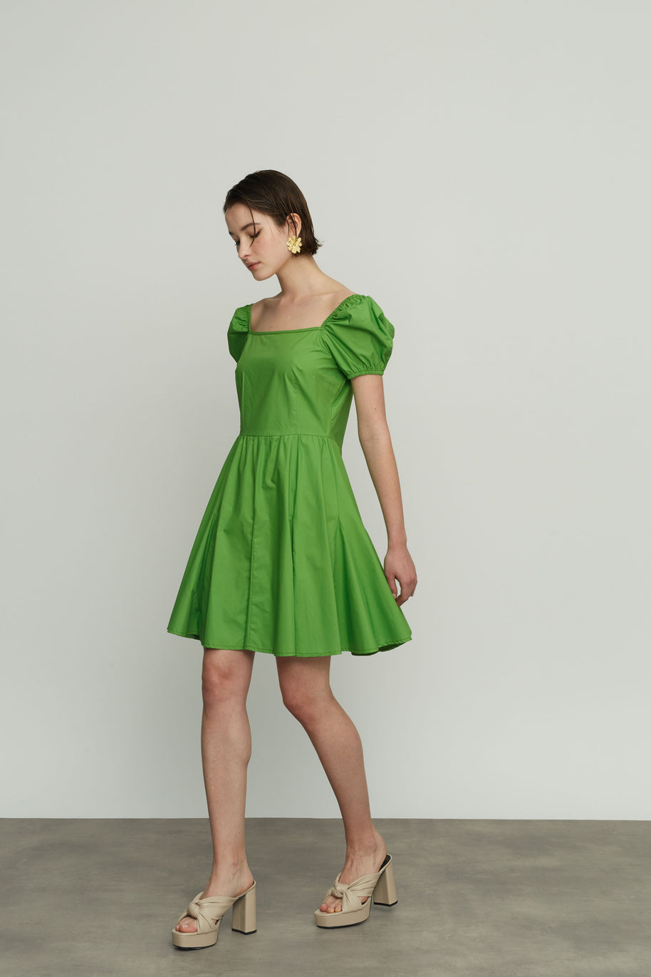 Mini Dress with Puff Sleeves