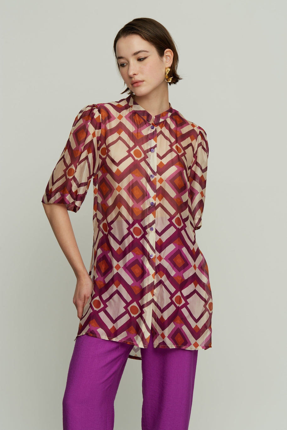 Μεταξωτό Εμπριμέ Πουκάμισο